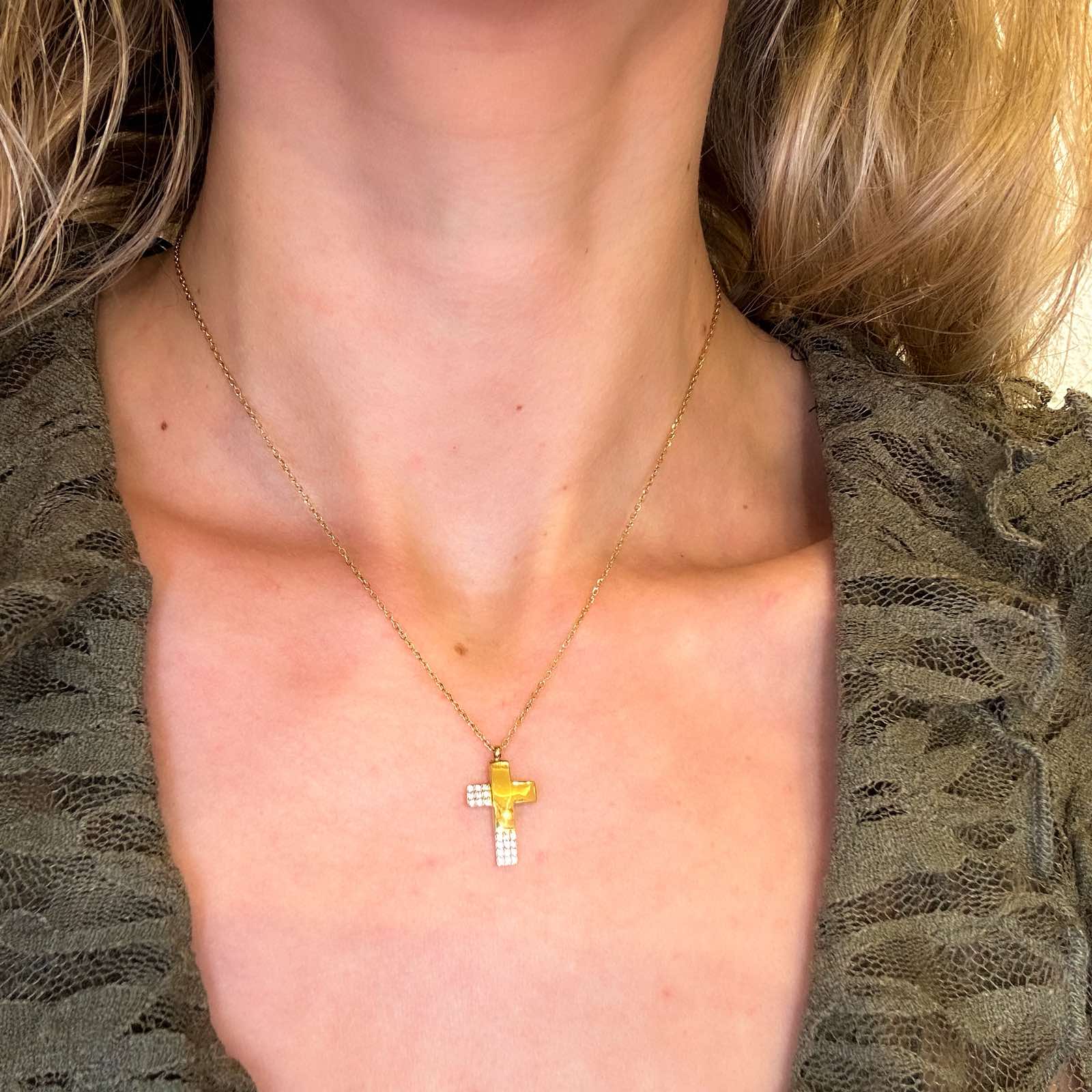 Ατσάλινο Κολιέ Με Σταυρό - Seby Cross Necklace (χρυσό, ασημί)