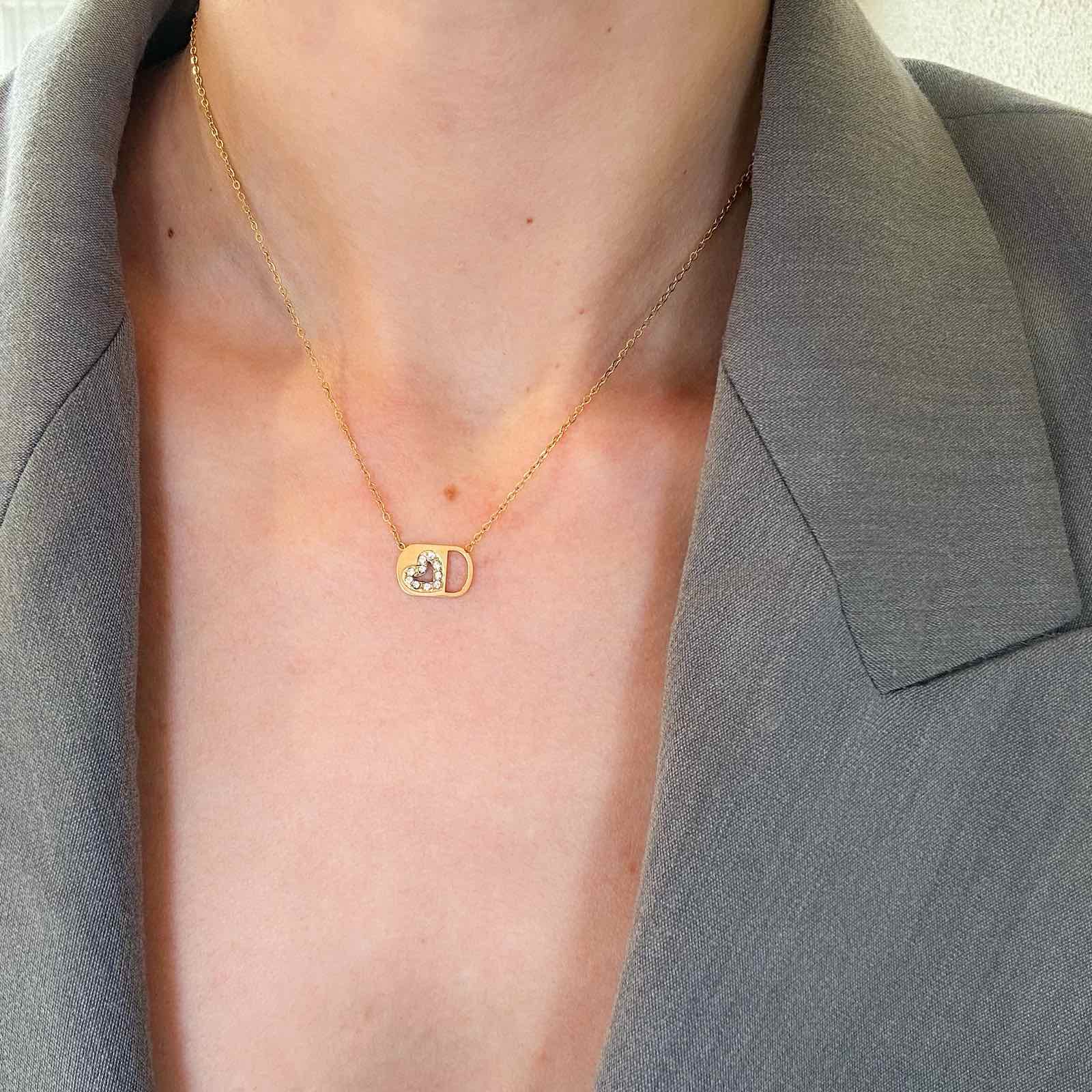 Γυναικείο Ατσάλινο Κολιέ Με Καρδιά - Nivan Necklace (χρυσό, ασημί)