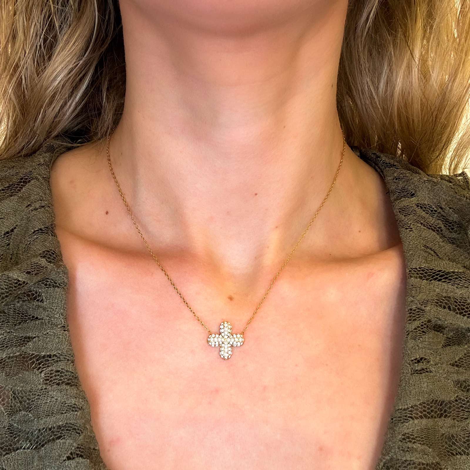 Ατσάλινο Κολιέ Με Σταυρό - Skive Cross Necklace (χρυσό, ασημί)