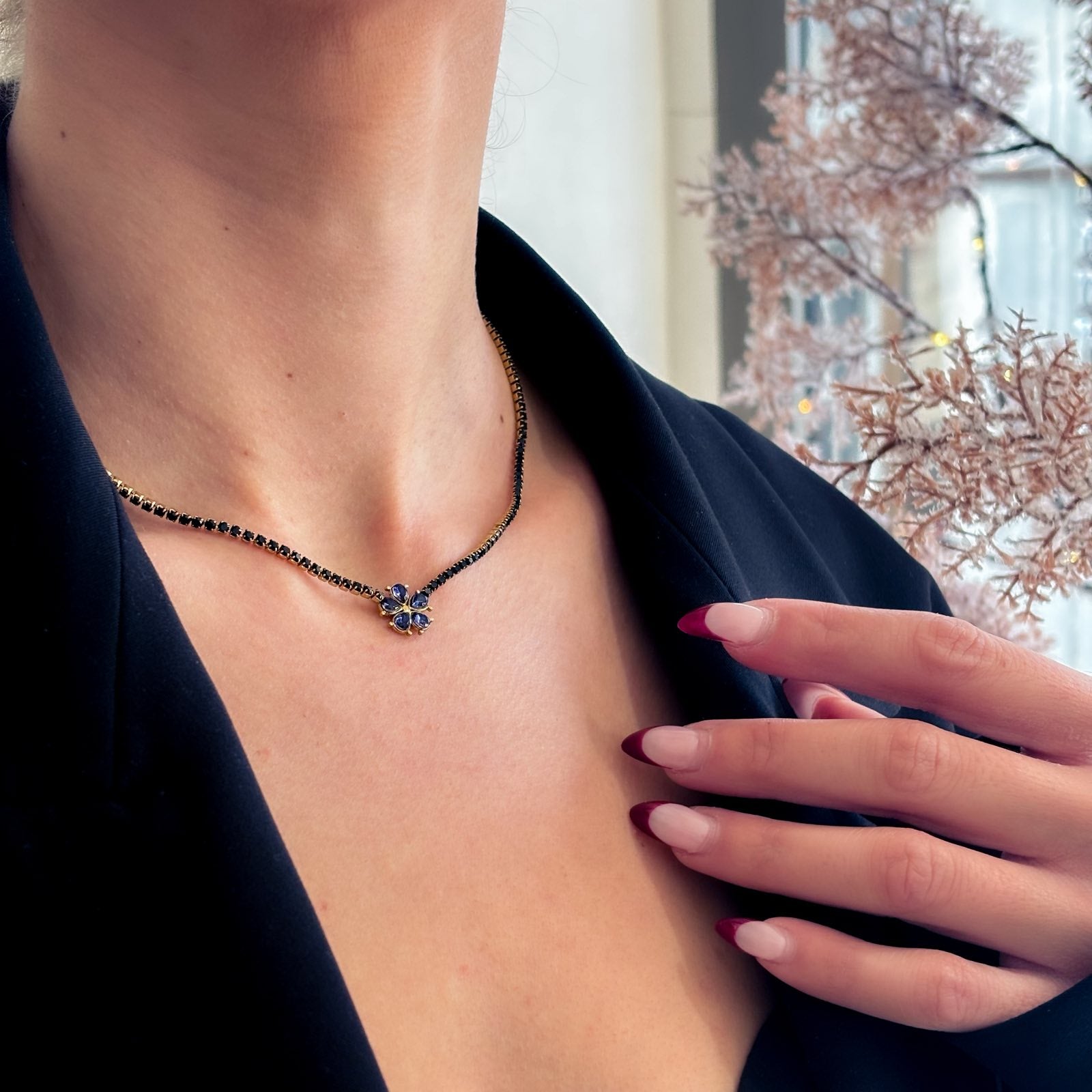 Ατσάλινο Κολιέ Ριβιέρα Με Ζιργκόν - Beder Necklace( και χρώματα)