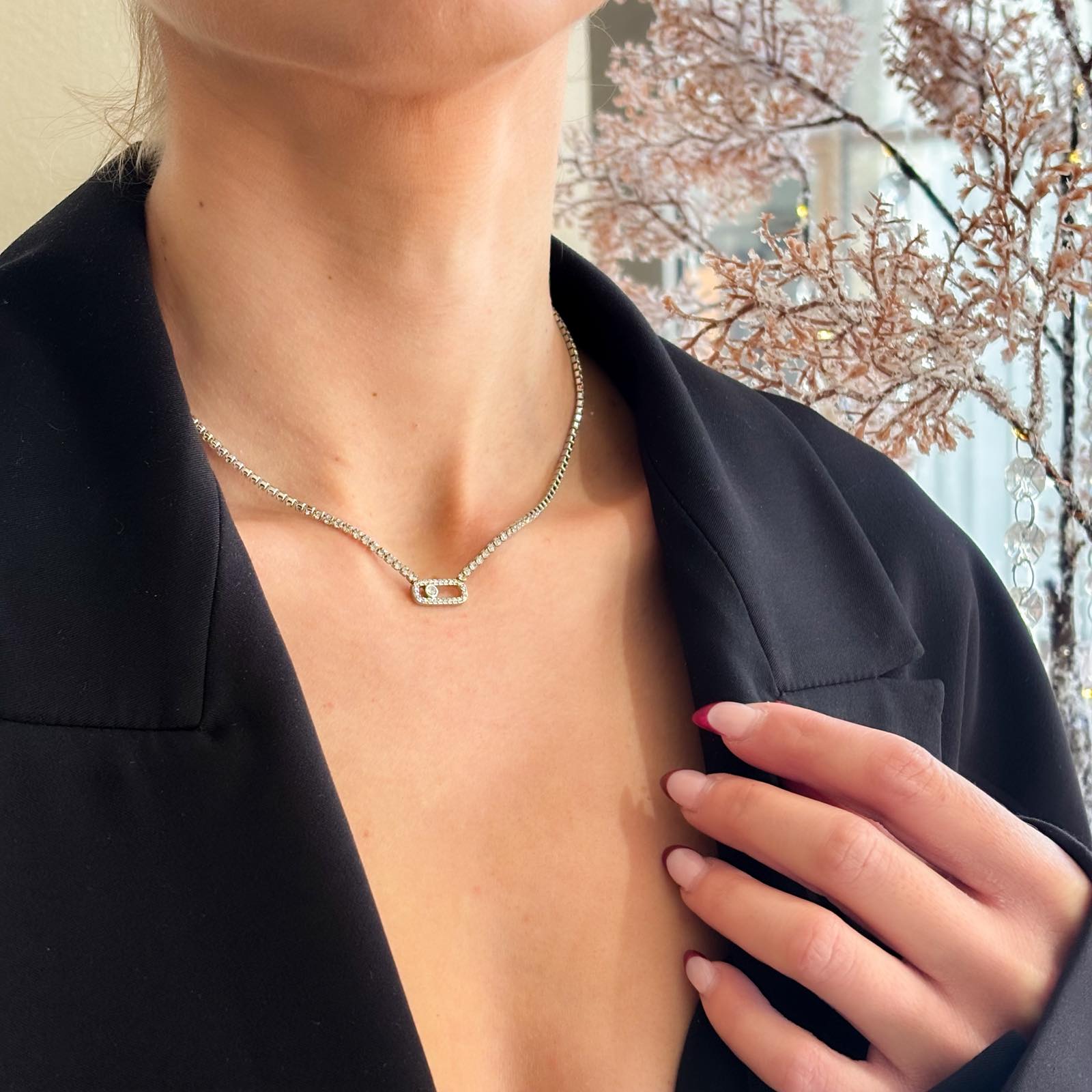 Ατσάλινο Κολιέ Με Ζιρκόν - Lamta Necklace ( χρυσό, ασημί)