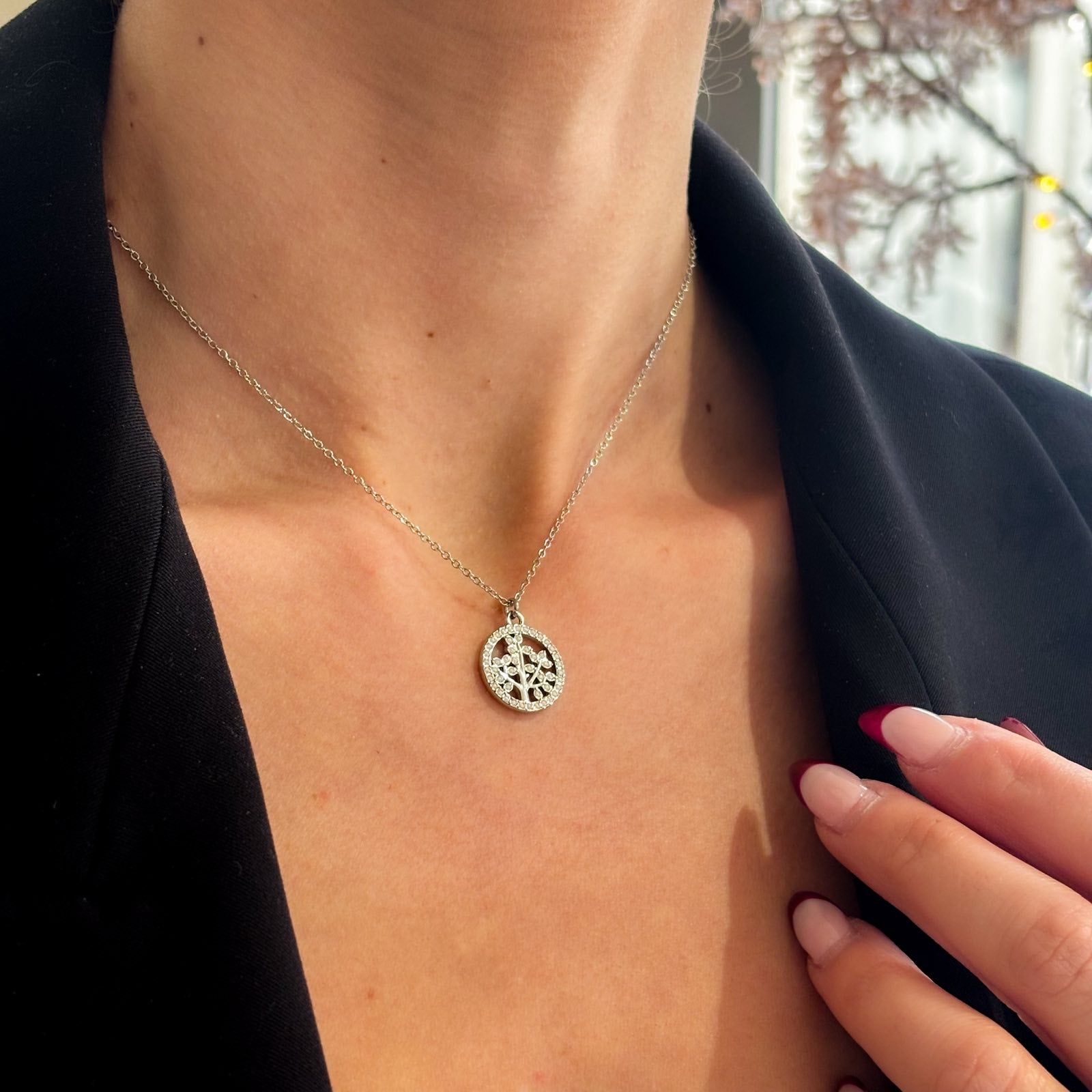Γυναικείο Ατσάλινο Κολιέ Με Δέντρο Της Ζωής - Life Tree Strass Necklace