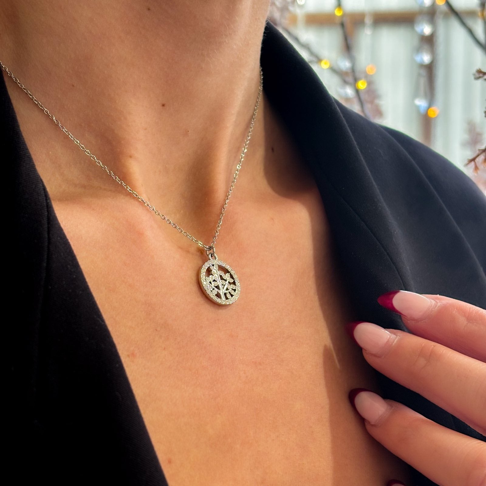 Γυναικείο Ατσάλινο Κολιέ Με Δέντρο Της Ζωής - Life Tree Strass Necklace