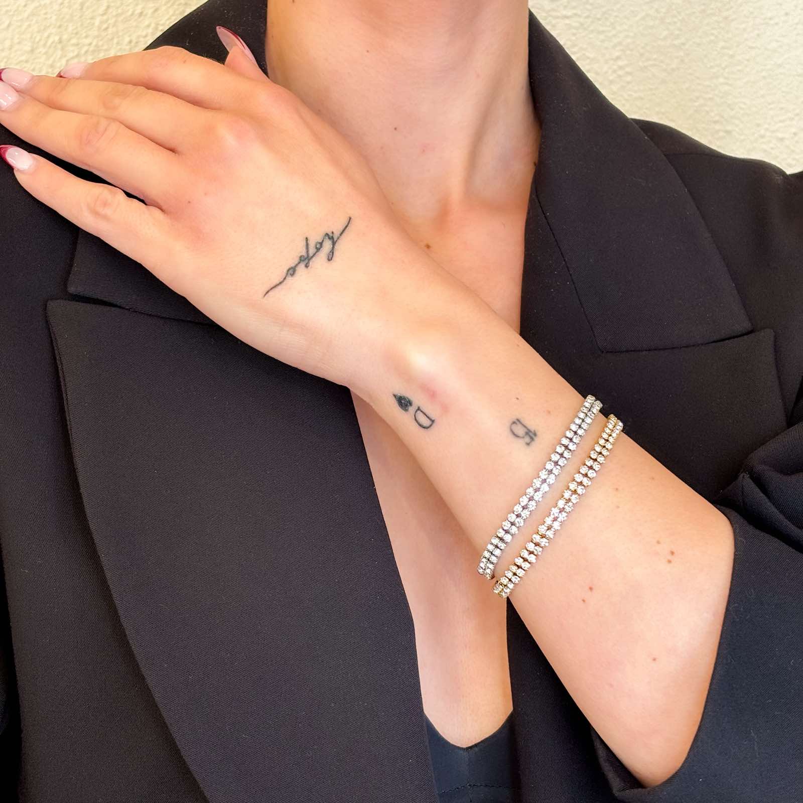 Γυναικείο Ατσάλινο Βραχιόλι Με Ζιρκόν - Double Tennis Bracelet ( χρυσό, ασημί)