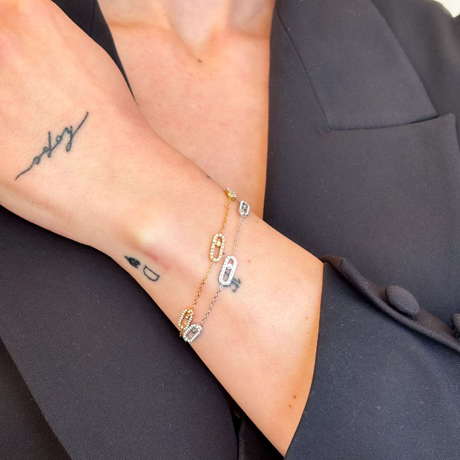 Γυναικείο Ατσάλινο Βραχιόλι Με Ζιρκόν -  Sesriem Bracelet ( χρυσό, ασημί)