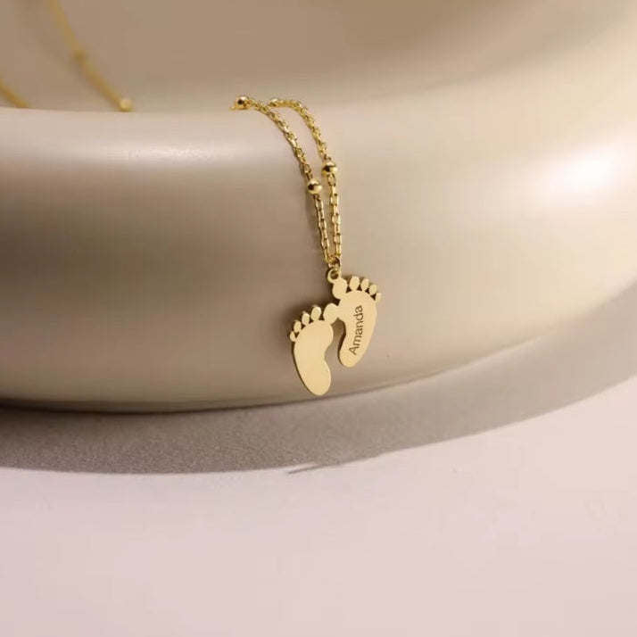 Ατσάλινο Κολιέ Πατουσάκια Μωρού - Little Paws Necklace (χρυσό, ασημί)