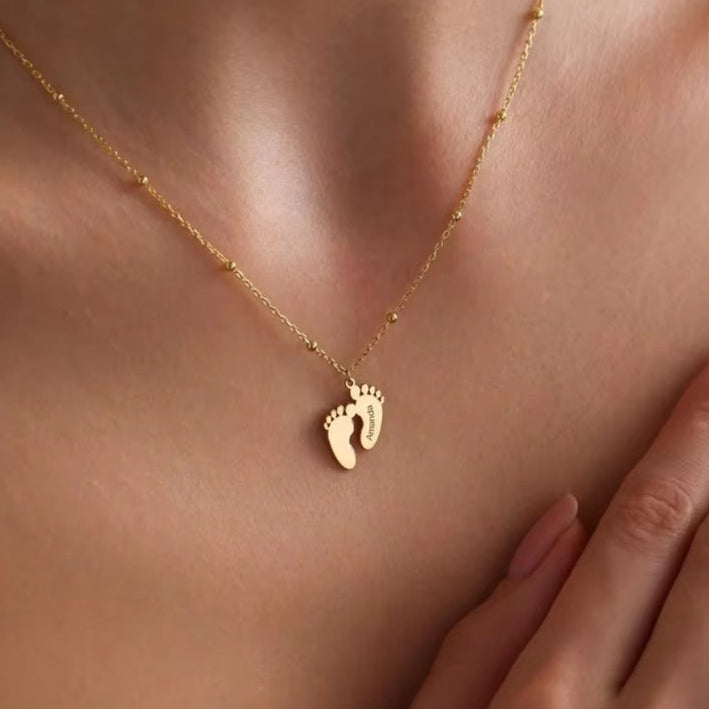 Ατσάλινο Κολιέ Πατουσάκια Μωρού - Little Paws Necklace (χρυσό, ασημί)