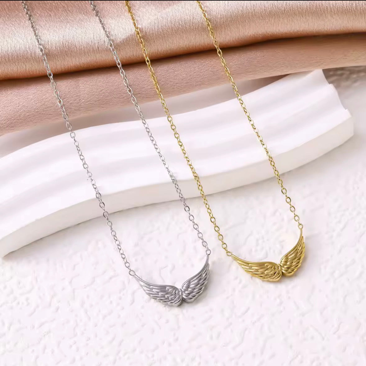 Γυναικείο Ατσάλινο Κολιέ -  My Wings Necklace (χρυσό, ασημί)