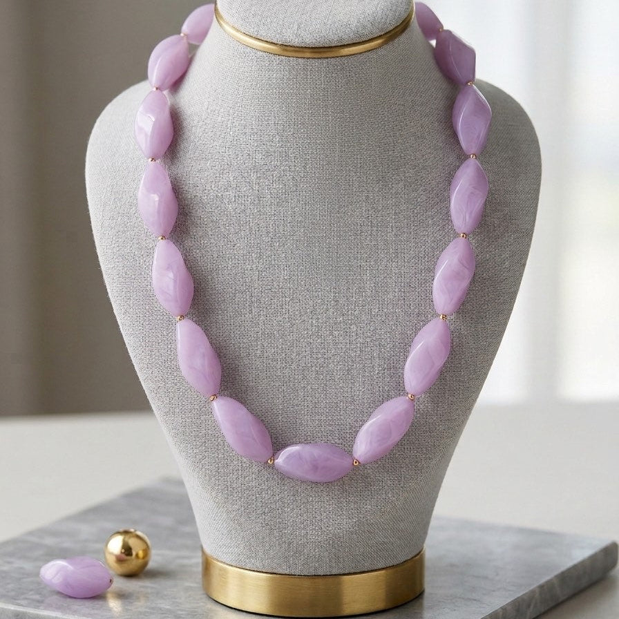 Ατσάλινο Κολιέ Με Πέτρες Μωβ - Menzel Necklace