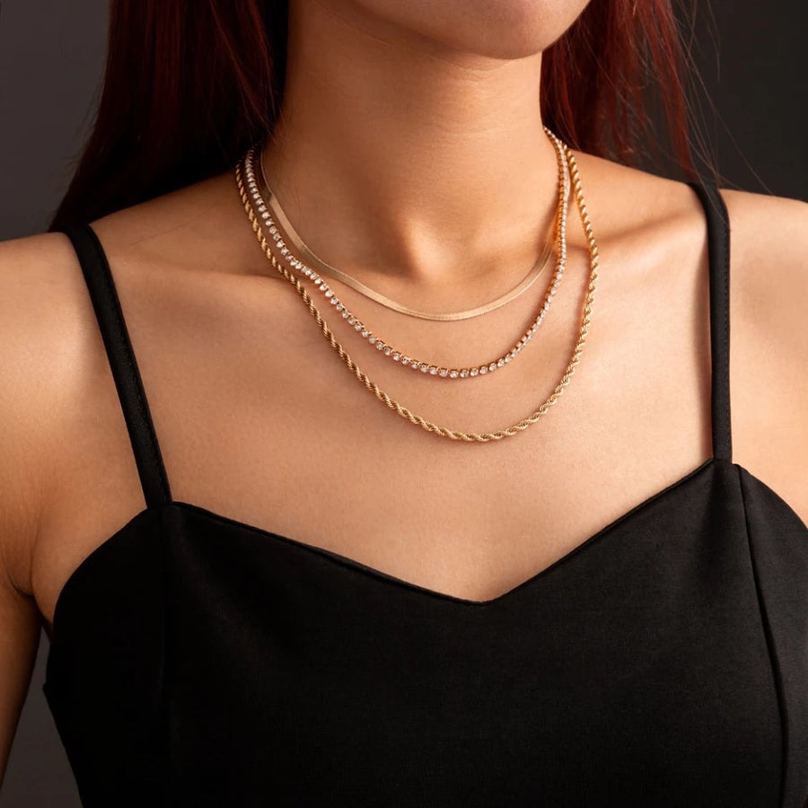 Ατσάλινο Κολιέ- Bahrain Layer Necklace ( ασημί, χρυσό)