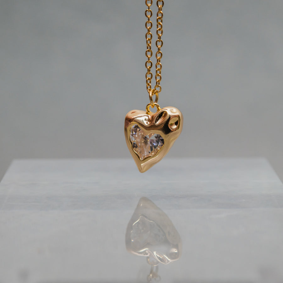 Ατσάλινο Κολιέ Με Καρδιά - Elbe Necklace (Χρυσό, ασημί)