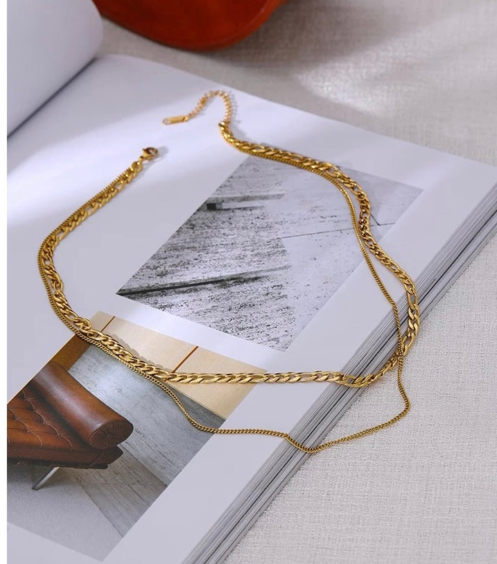 Ατσάλινο Κολιέ - 2Layer Chain Necklace(χρυσό, ασημί)