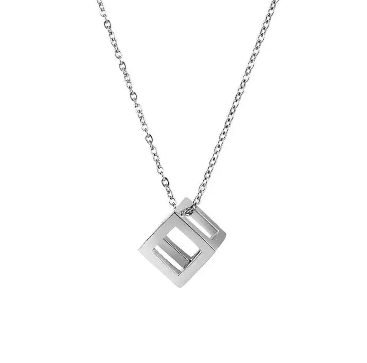 Ατσάλινο Κολιέ Κύβος (Unisex)- Square Hop Necklace