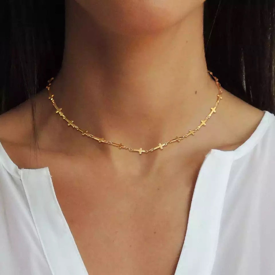 Ατσάλινη Αλυσίδα Λαιμού(unisex) - All Star Necklace (ασημί,χρυσό)