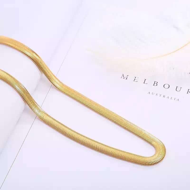 Ατσάλινη Αλυσίδα Ποδιού - Snake Anklet Flat (χρυσό, ασημί, ροζ χρυσό)