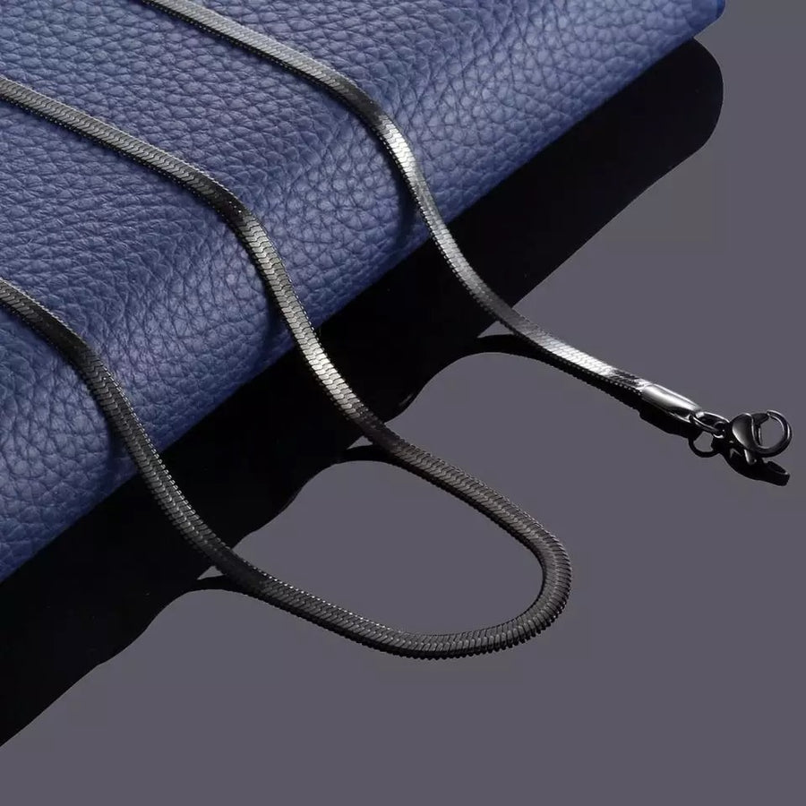 Ατσάλινη Αλυσίδα Λαιμού Φίδι - Snake Necklace ( μαύρη )