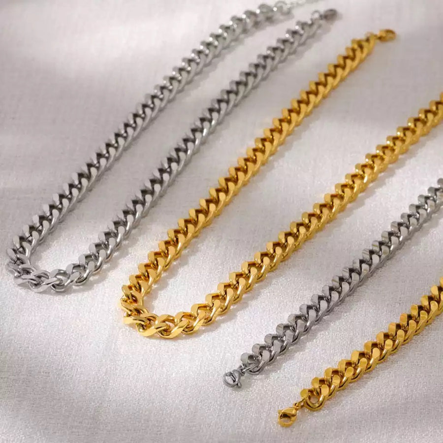 Ατσάλινη Αλυσίδα Λαιμού(unisex) - Chunky Chain Necklace (χρυσό-ασημί)