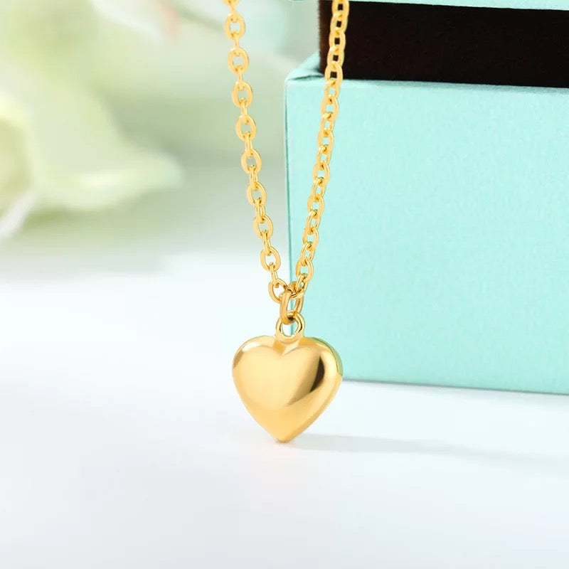 Ατσάλινο Κολιέ Με Καρδιά - Simple Love Necklace (χρυσο,ασημι)