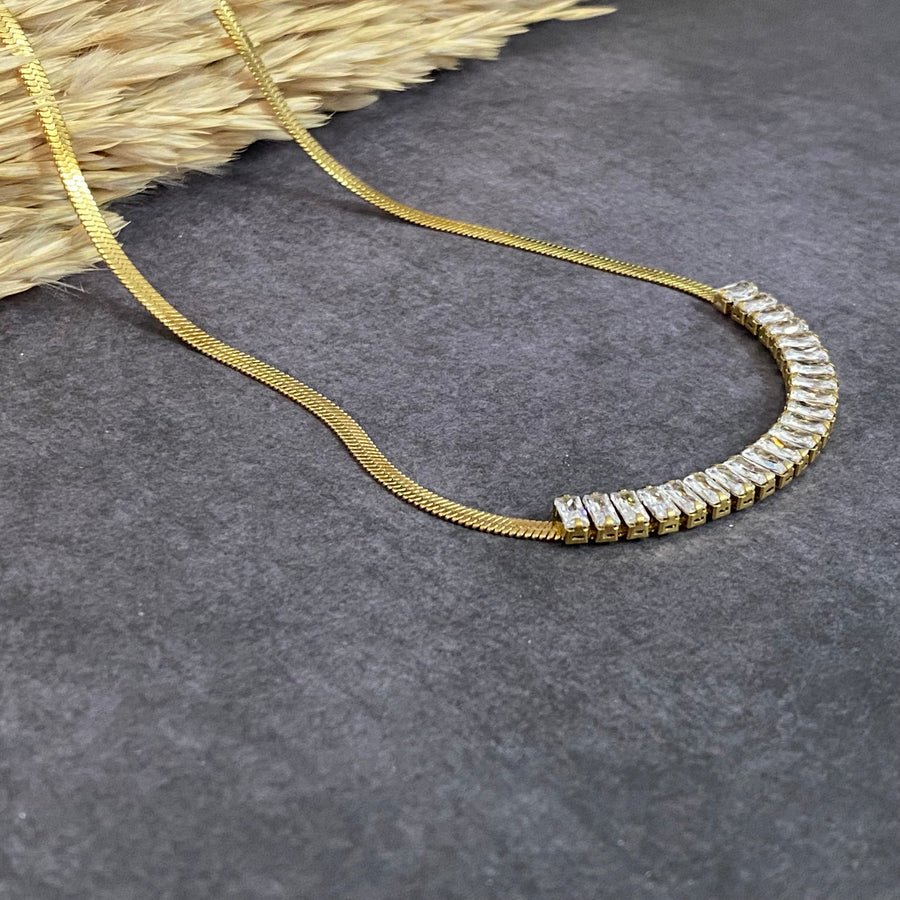 Ατσάλινο Κολιέ - Cubic Snake Necklace(χρυσό, ασημί)