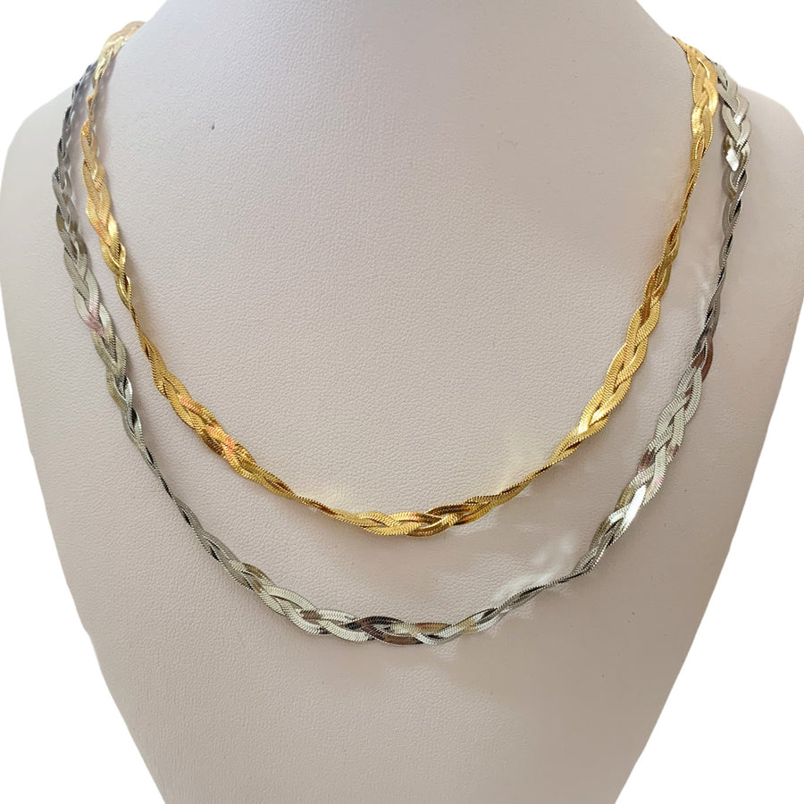 Ατσάλινη Αλυσίδα Φίδι-3Snake Necklace  ( ασημί,χρυσό )