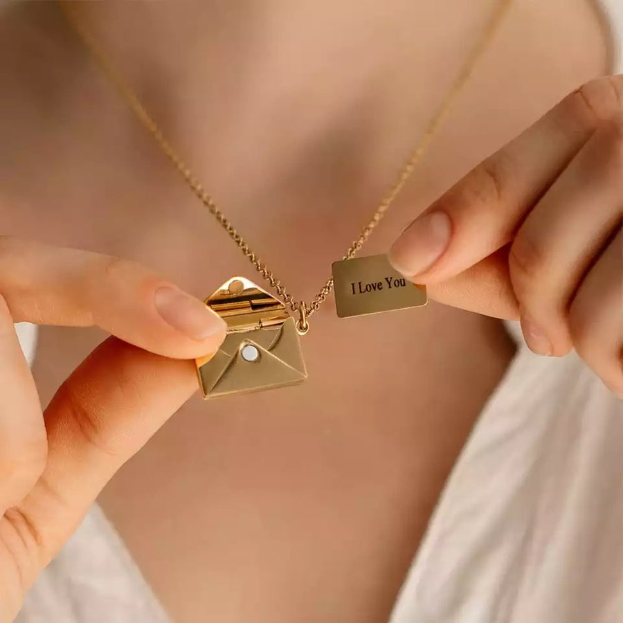 Ατσάλινο Κολιέ Φάκελος Αγάπης - Love Letter Necklace(χρυσό, ασημί)