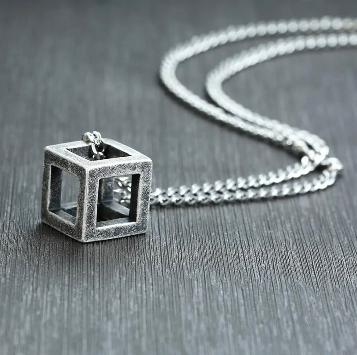 Ατσάλινο Κολιέ Κύβος (Unisex)- Square Hop Necklace