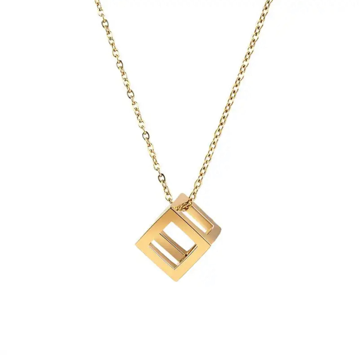 Ατσάλινο Κολιέ Κύβος (Unisex)- Square Hop Necklace