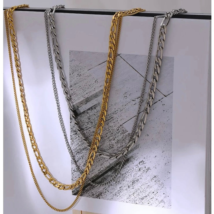 Ατσάλινο Κολιέ - 2Layer Chain Necklace(χρυσό, ασημί)