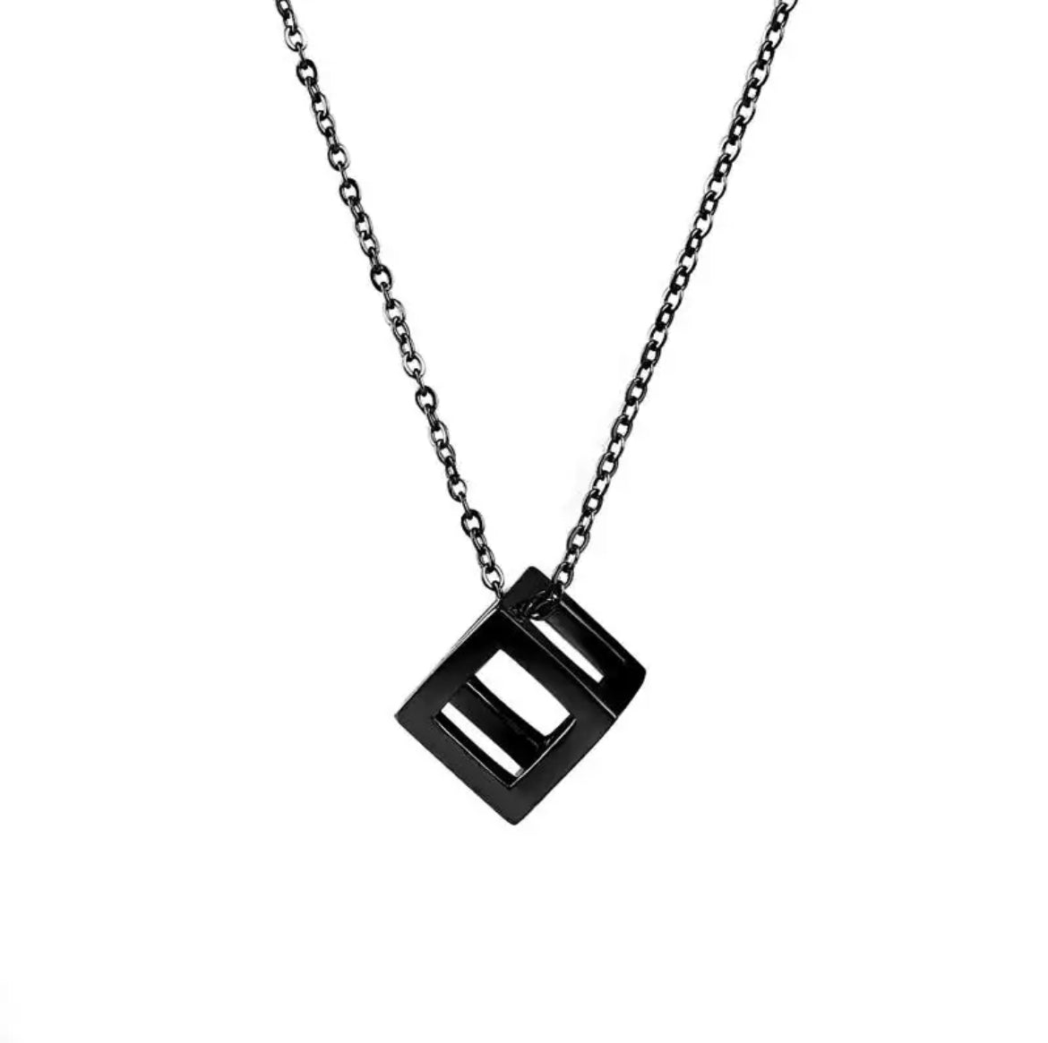 Ατσάλινο Κολιέ Κύβος (Unisex)- Square Hop Necklace