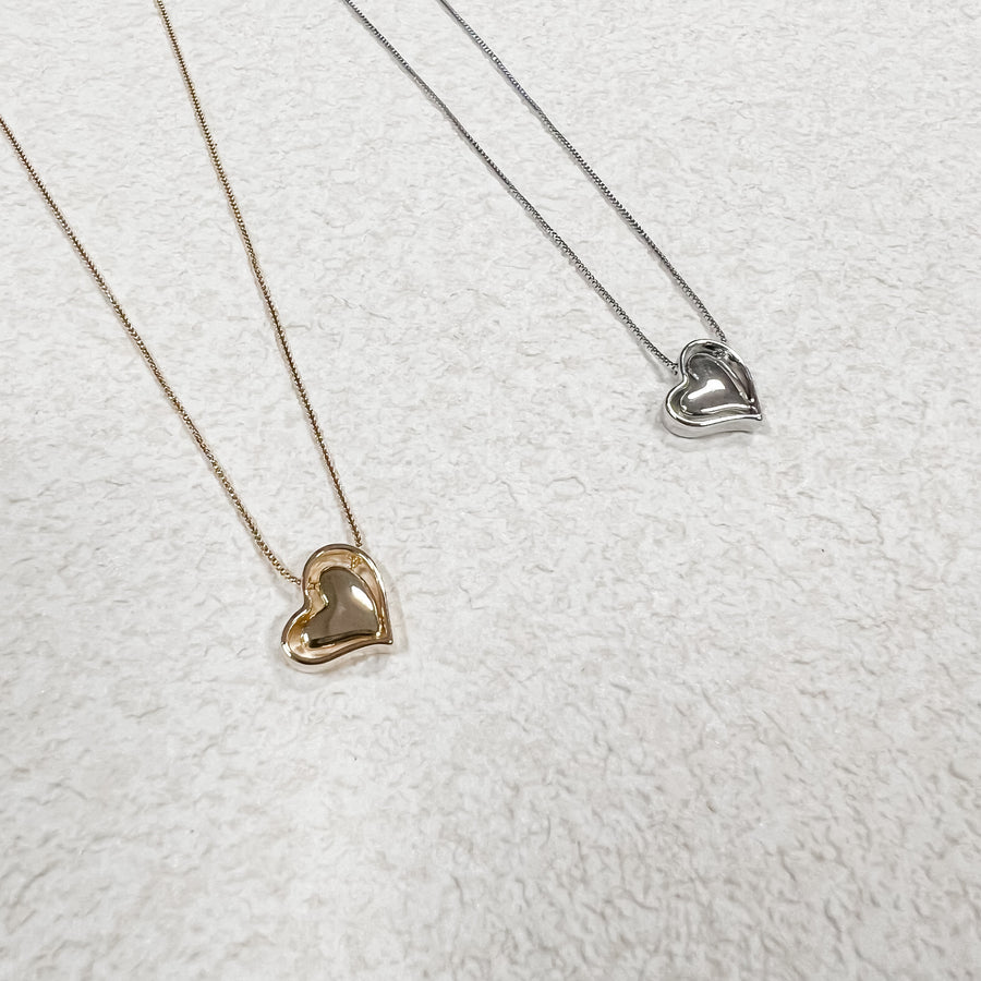 Ατσάλινο Κολιέ Με Καρδιά - Love Duo Necklace(χρυσό, ασημί)